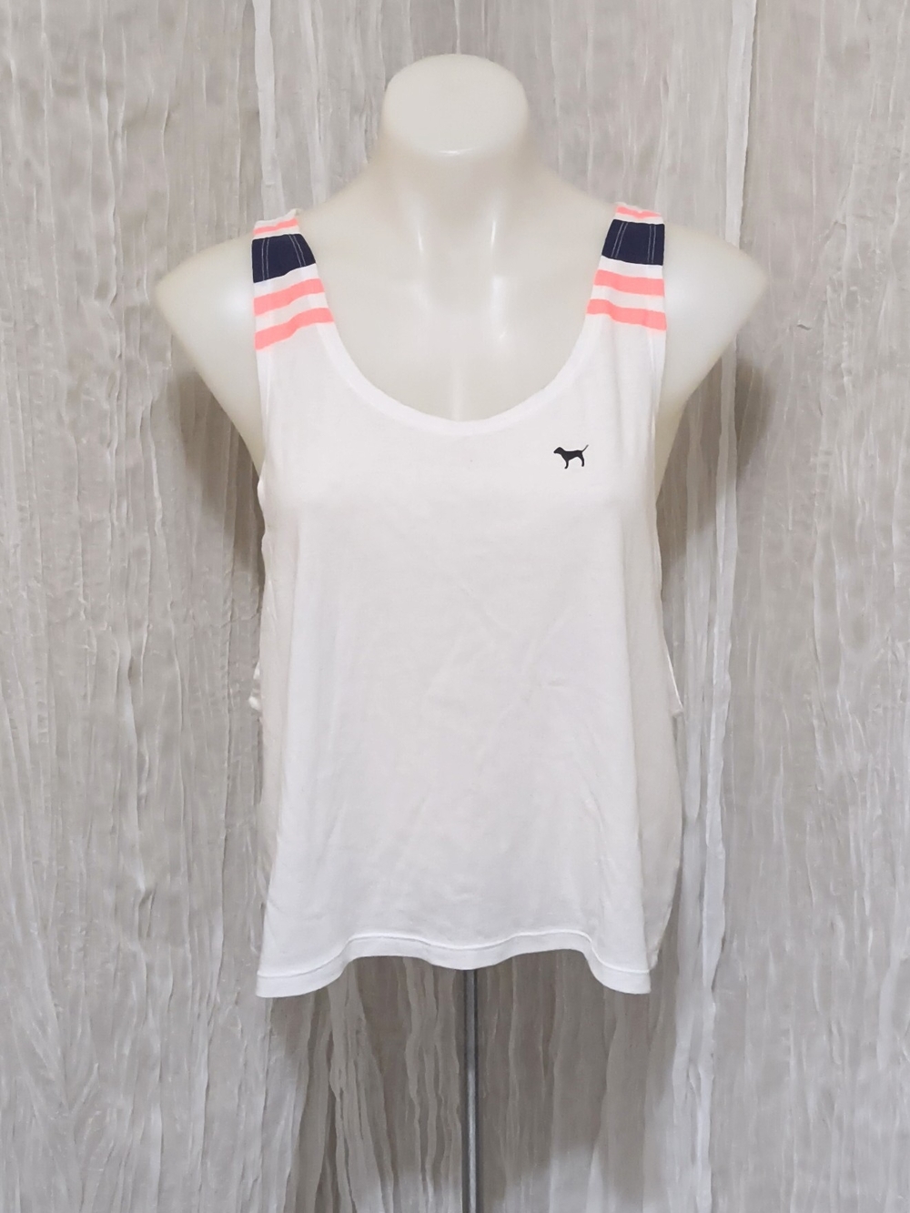 Pink-Trim White Tank Top by PINK Victoria's Secret